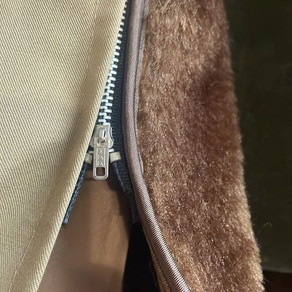 Academy Clothes Mens Peacot Trench Coat , Removable Faux Fur Lining , 44, Tan - Picture 15 of 15